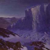 Canada Glacier in Moonllight Antarctic Painting by David Rosenthal